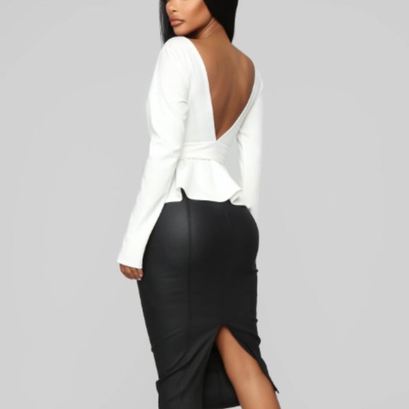 Plunging V Neck Peplum Top - Picture 1 of 2